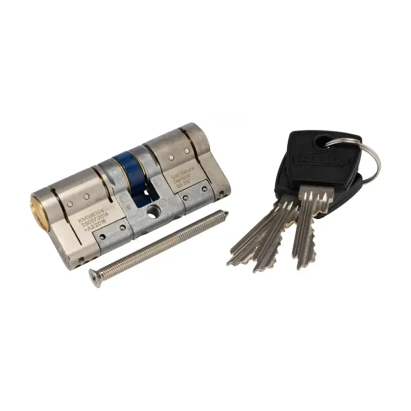 ABUS Brass Euro Cylinder Lock 65mm, Nickel Finish, High Security 91335
