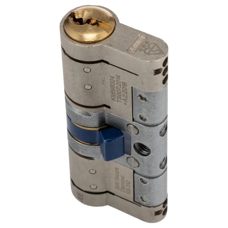 ABUS Brass Euro Cylinder Lock 65mm, Nickel Finish, High Security 91335