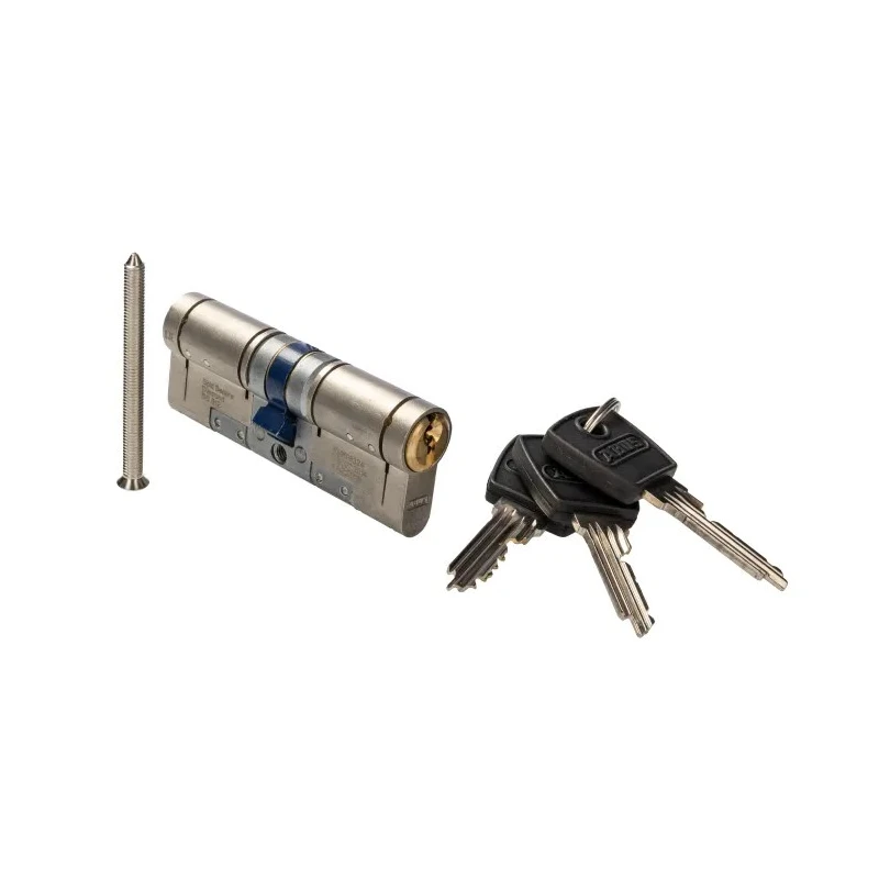 ABUS Brass Euro Cylinder Lock Nickel Finish 80mm 91342