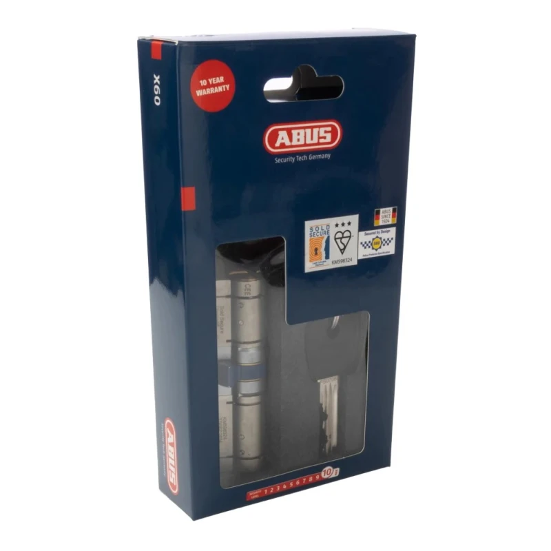 ABUS Brass Euro Cylinder Lock Nickel Finish 80mm 91342