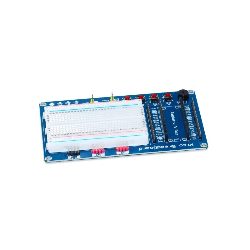 SB COMPONENTS LTD Raspberry Pi Pico Breadboard Kit with 400 Point Half-Size Breadboard, Programmable Buzzer, 4 LEDs SKU20843
