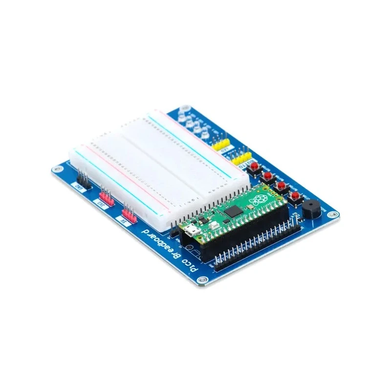 SB COMPONENTS LTD Raspberry Pi Pico Breadboard Kit with 400 Point Half-Size Breadboard, Programmable Buzzer, 4 LEDs SKU20843