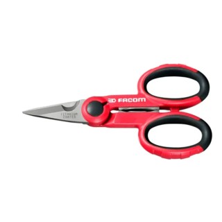 Facom 143mm Electricians Scissor with Bi-Material Handle and Wire Cutter 841A.4