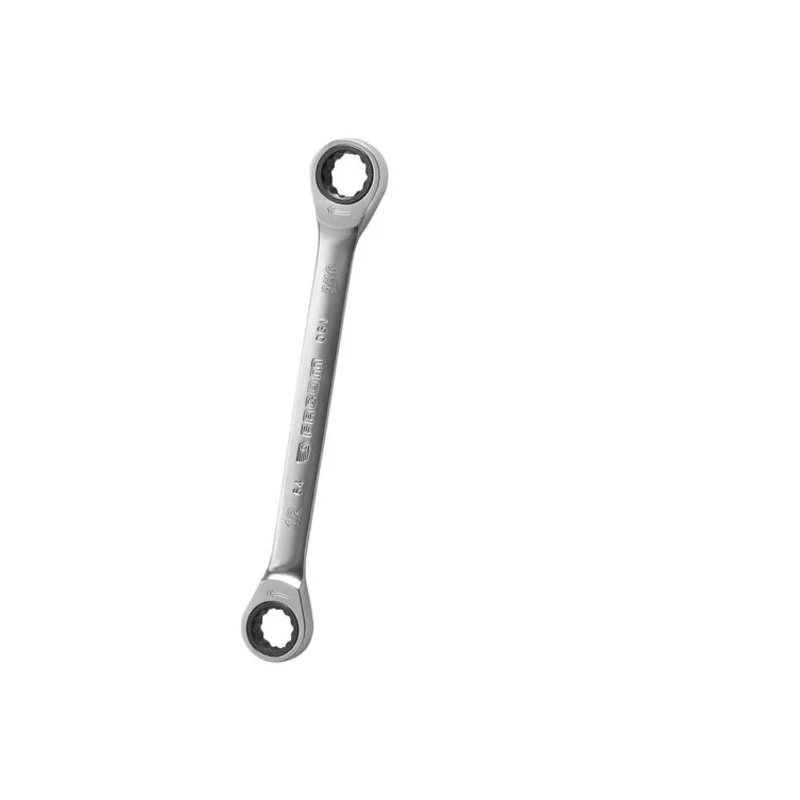 Facom Double Ended Ring Spanner 1/2 in and 9/16 in, 180mm Overall Length, Chrome Satin Finish 64.1/2X9/16