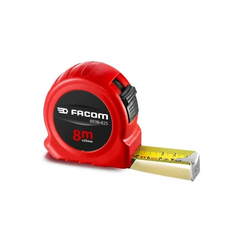 Facom 8 Meter Metric Tape Measure with ABS Case, Red and Black, Blade Width 25mm 893B.825PB