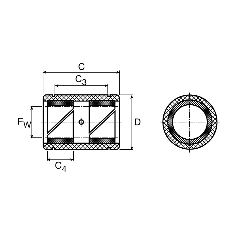 Ewellix Makers in Motion Linear Plain Bearing LPAR 20 with 32 mm OD 45 mm Length LPAR 20