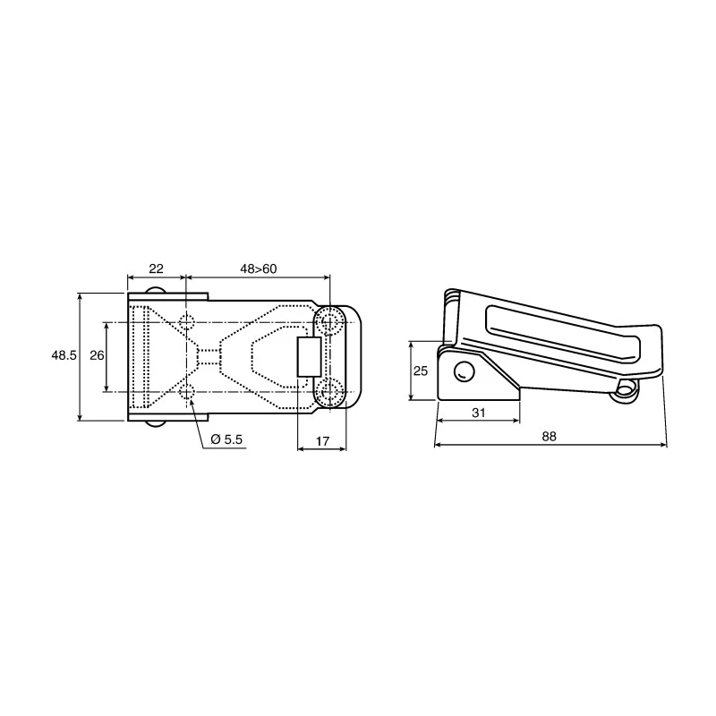 Frigerio Ettore Adjustable Zinc Plated Steel Toggle Latch 88mm Length 48.5mm Width 25mm Depth 16-A-3843