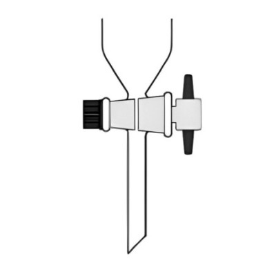 Stopcock for Separating Funnel 2mm Bore PTFE Key Body 14mm ID Lab image-1