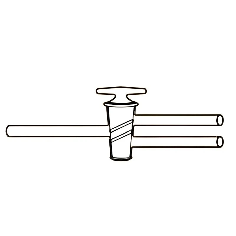 Stopcock Three Way Double Oblique Bore High Vacuum for lab image-1