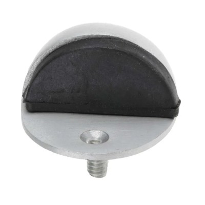 RS PRO Oval Silver Aluminium Door Stop Floor-Mounted with Rubber Buffer 894-6913