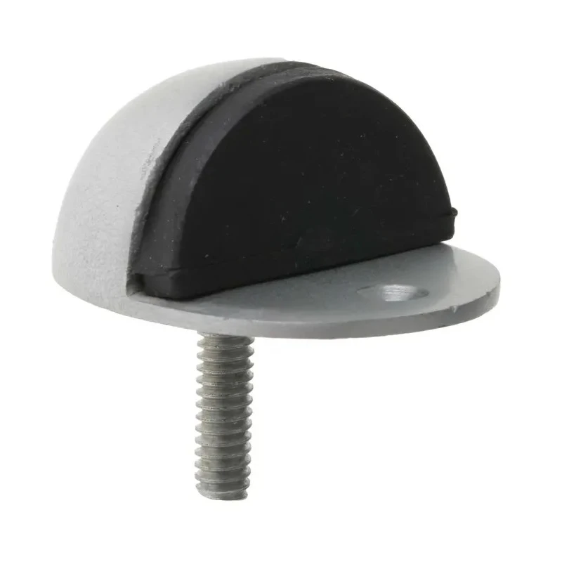 RS PRO Oval Silver Aluminium Door Stop Floor-Mounted with Rubber Buffer 894-6913
