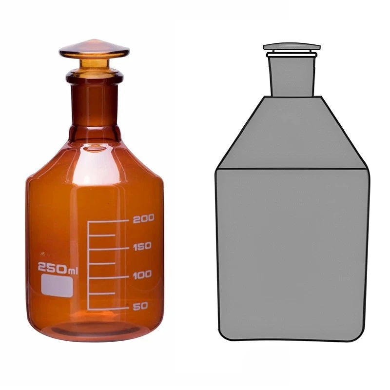 Amber Reagent Bottles Narrow Mouth with Flat Head Stopper Lab image-1