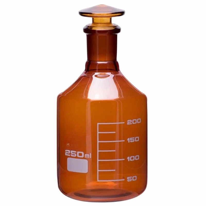  Amber Reagent Bottles Narrow Mouth with Flat Head Stopper Lab image-2