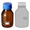 Reagent Bottle Amber Extra Wide Mouth with PP Blue Screw Cap & Pouring Ring, Repeatedly Autoclaveable, Graduated