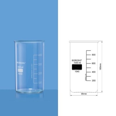 Borosil 150 ml Tall Form Beaker With Spout 1040018 image-1