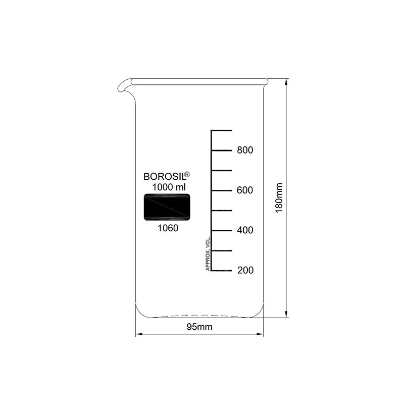  Borosil 250 ml Tall Form Beaker With Spout 1060D21 image-3