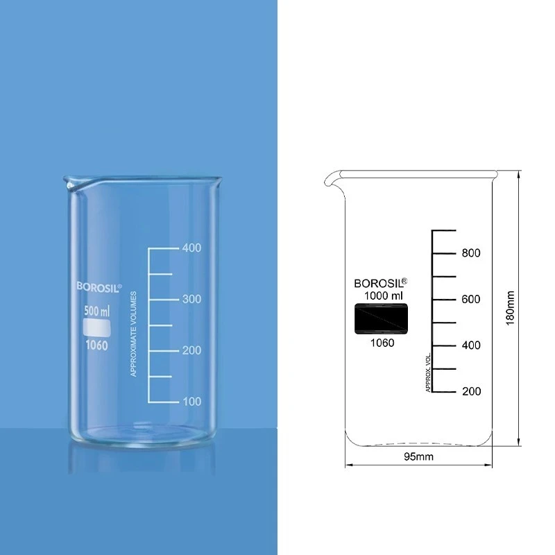 Borosil 1000 ml Tall Form Beaker With Spout 1060D29 image-1