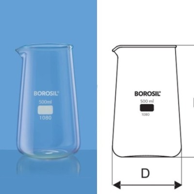 Borosil 250 ml Phillip (Conical) Beaker With Spout image-1