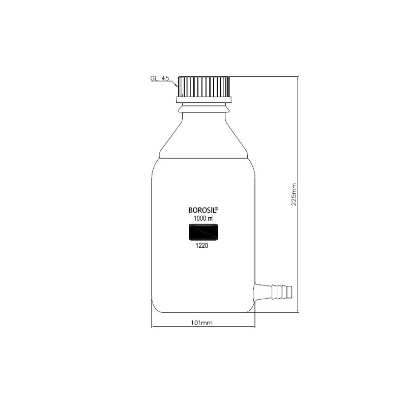  Borosil 500 ml Aspirator Bottle With GL 45 Cap image-3