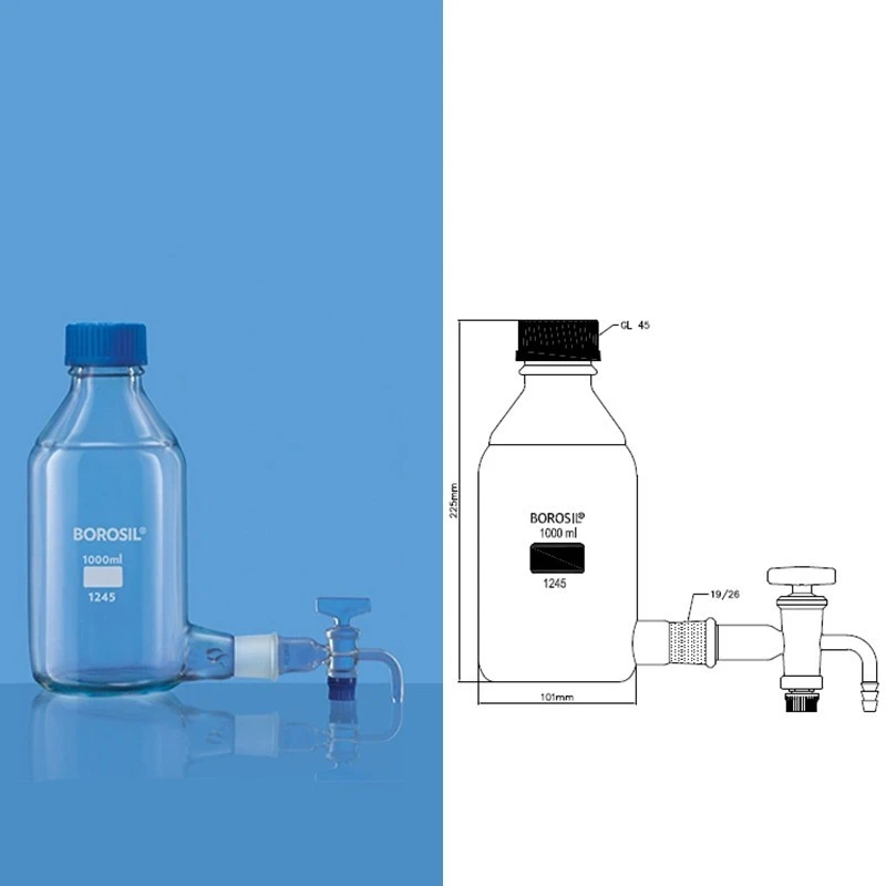 Borosil 2000 ml Aspirator Bottle With GL 45 Stopcock image-1