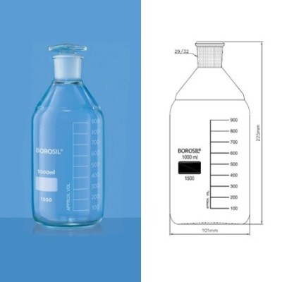 Borosil 100ml Reagent Bottle Narrow Mouth Graduated 1500016 image-1