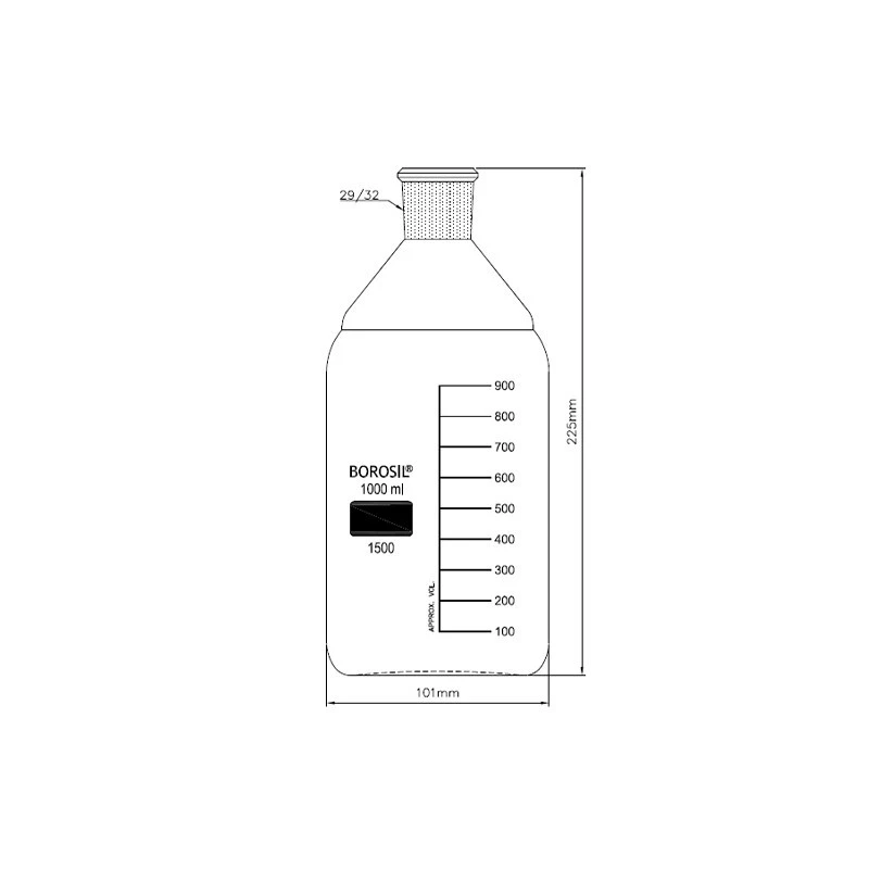  Borosil 100ml Reagent Bottle Narrow Mouth Graduated 1500016 image-3