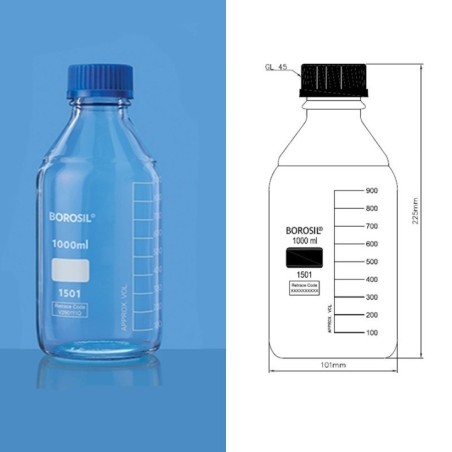 Borosil 20000ml Reagent Bottle Graduated Screw Cap 1501040 image-1