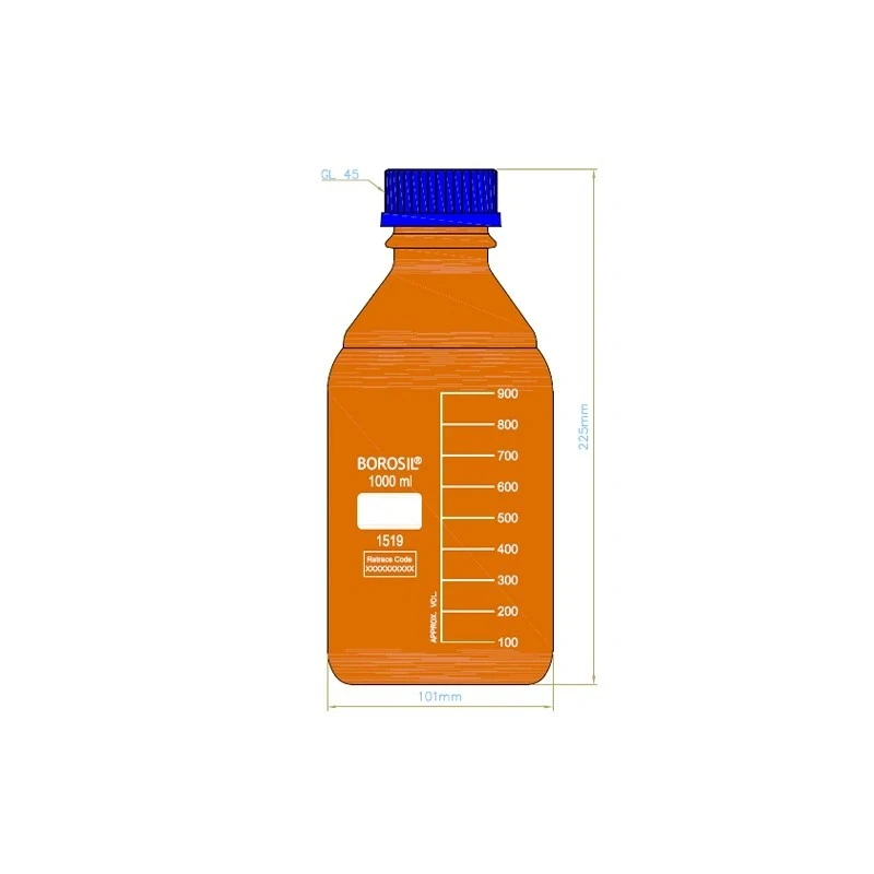  Borosil 20000ml Narrow Mouth Amber Bottle Screw Cap 1519040 image-3