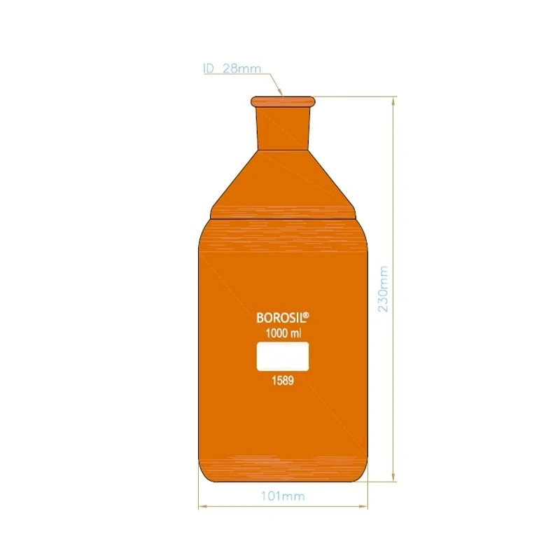  Borosil 500ml Solution Bottle With Tooled Neck Amber 1589024 image-3