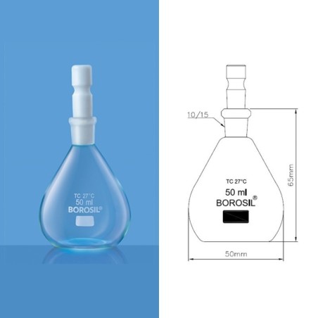 Borosil 10ml Pyknometer With PTFE Stopper 1625006 image-1