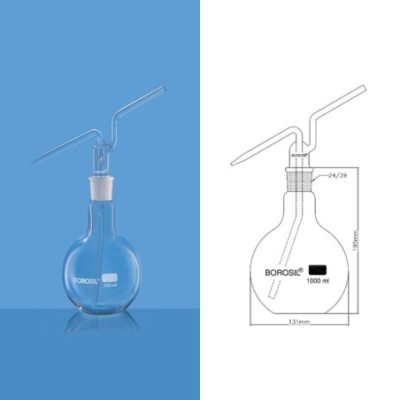 Borosil 1000ml Glass Wash Bottle Set With Stopper 1660029 image-1