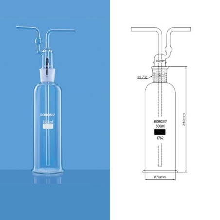 Borosil 500ml Gas Washing Bottle Set With Stopper 1760024 image-1