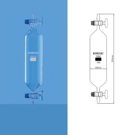 Borosil 1000ml Gas Sampling Tube With Stopcock 1764029 image-1