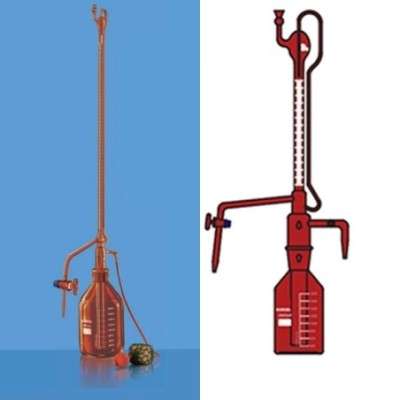 Borosil 25ml Amber Auto Burette Class B Stopcock 2150A09 image-1