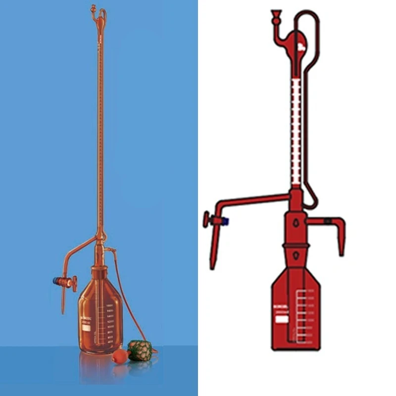 Borosil 100ml Amber Auto Burette Boroflo Stopcock Class B 2156A16 image-1