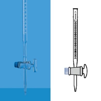 Borosil 50ml NABL Burette Glass Stopcock 2002012 image-1