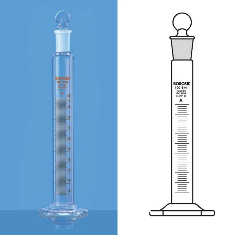 Borosil 10ml Cylinder Class A Hexagonal Base 2981006 image-1