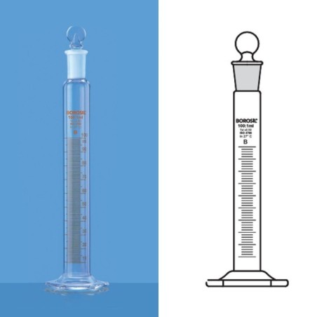 Borosil 50ml Cylinder Class B Hexagonal Base Stopper 2982012 image-1