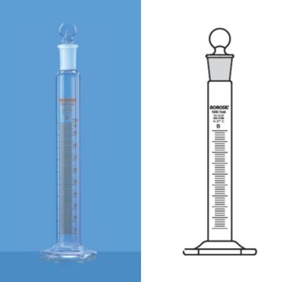 Borosil 100ml Cylinder Class B Hexagonal Base Stopper 2982016 image-1