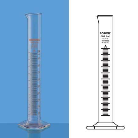Borosil 1000ml Cylinder Class A Hexagonal Base Pour 3021029 image-1