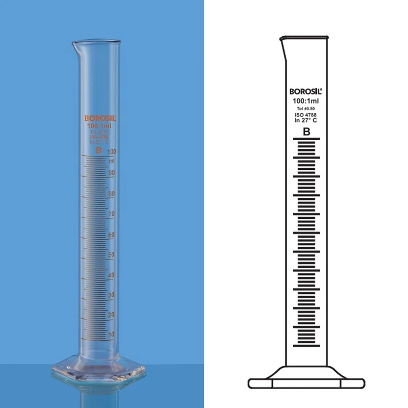 Borosil 100ml Cylinder Class B Hexagonal Base Pour 3022016 image-1