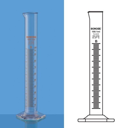 Borosil 1000ml Cylinder Class B Hexagonal Base Pour 3022029 image-1