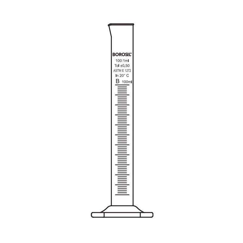  Borosil 500ml ASTM Cylinder Class B Hexagonal Base Pour 3027024 image-3