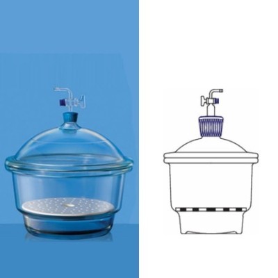 Borosil 150mm Vacuum Desiccator Set With Cover & Plate 3083042 image-1