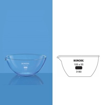 Borosil 855ml Flat Bottom Evaporating Dish With Spout 3180081 image-1