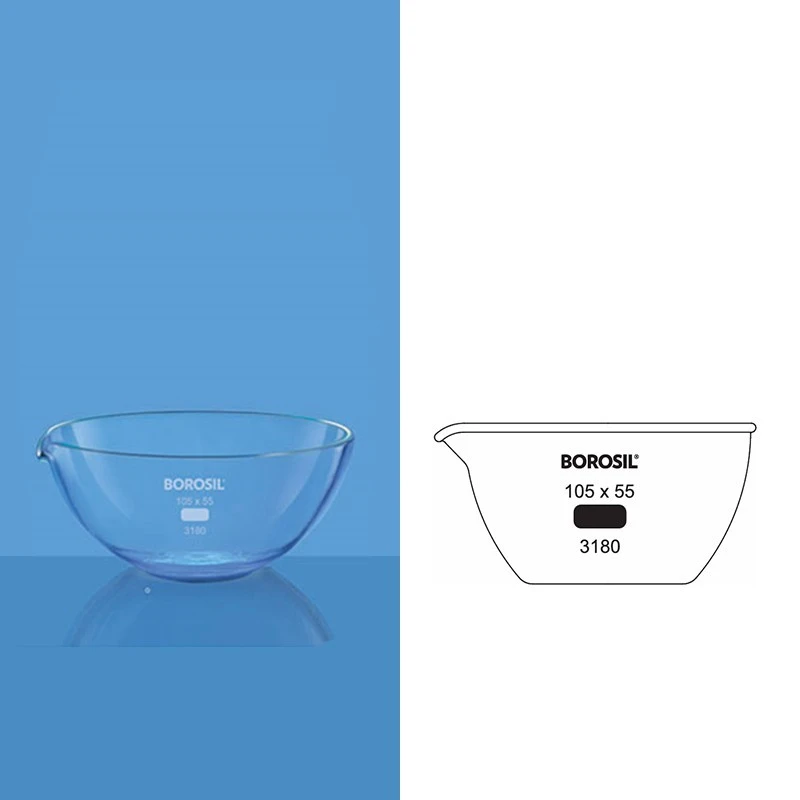 Borosil 855ml Flat Bottom Evaporating Dish With Spout 3180081 image-1
