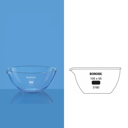 Borosil 1790ml Flat Bottom Evaporating Dish With Spout 3180087 image-1
