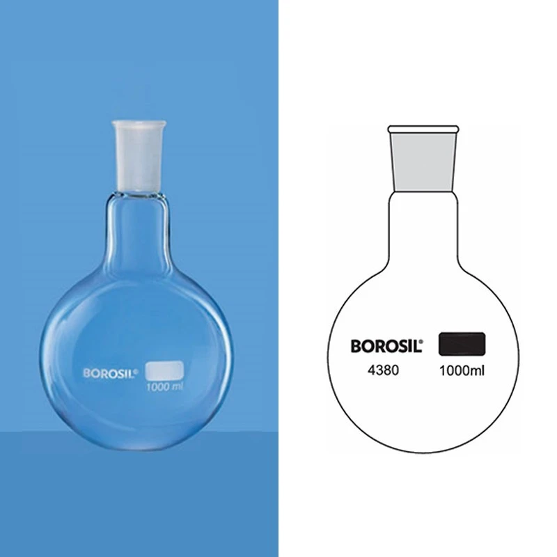 Borosil 250ml Short Neck Round Bottom Flask With I/C Joint 4380C21 image-1