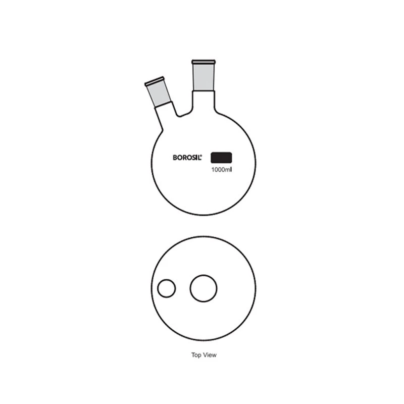  Borosil 100ml 2-Neck Round Bottom Flask Angular 4381B16 image-3