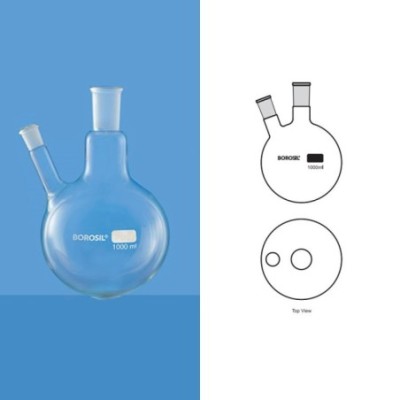 Borosil 2000ml 2-Neck Round Bottom Flask Angular 4381C30 image-1